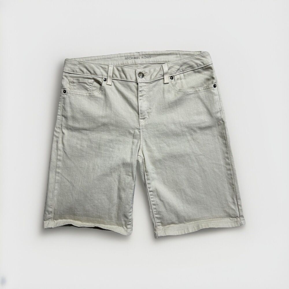 Michael Kors Jean Shorts Women's Size 6 Tan/Beige Bermuda Comfort Stretch EUC